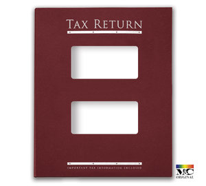 Image for item #12-465b: InTax Folder: Tax Return Embossed and Foil Center Cut Top Tab - Burgundy