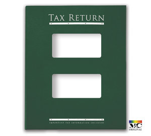 Image for item #12-485b: InTax Folder: Tax Return Embossed and Foil Center Cut Top Tab - Green