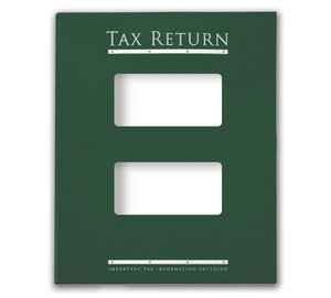 Image for item #12-485b: InTax Folder: Tax Return Embossed and Foil Center Cut Top Tab - Green