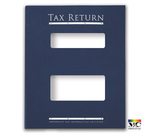 Image for item #12-750b: MultiTax Folder: Tax Return Embossed and Foil Center Cut Top Tab - Navy - Item: #12-750b