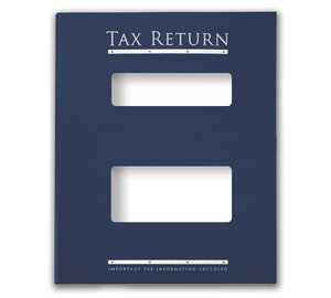 Image for item #12-750b: MultiTax Folder: Tax Return Embossed and Foil Center Cut Hidden Staple Tab - Navy - Item: #12-750b