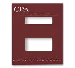 Image for item #12-765a: MultiTax Folder: CPA Embossed and Foil Center Cut Hidden Staple Tab - Burgundy - Item: #12-765a