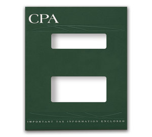 Image for item #12-785a: MultiTax Folder: CPA Embossed and Foil Center Cut Hidden Staple Tab - Green - Item: #12-785a