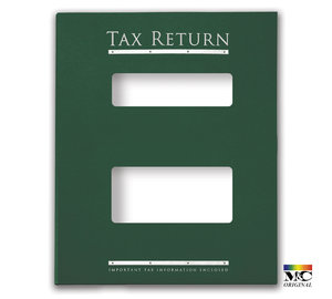 Image for item #12-785b: MultiTax Folder: Tax Return Embossed and Foil Center Cut Top Tab - Green - Item: #12-785b