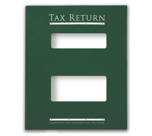 Image for item #12-785b: MultiTax Folder: Tax Return Embossed and Foil Center Cut Hidden Staple Tab - Green - Item: #12-785b