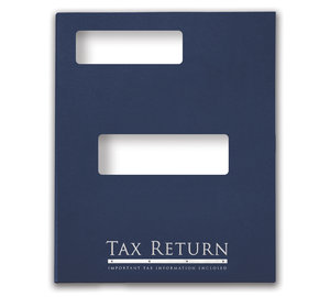 Image for item #12-810b: ProTax Folder: Tax Return Embossed and Foil Return Cut Hidden Staple Tab - Navy - Item: #12-810b