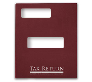 Image for item #12-825b: ProTax Folder: Tax Return Embossed and Foil Return Cut Hidden Staple Tab - Burgundy - Item: #12-825b