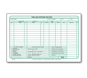 Image for item #18-000: Time & Expense Record Pad