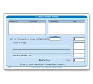 Image for item #19-000: Tax Preparation Invoice Pad
