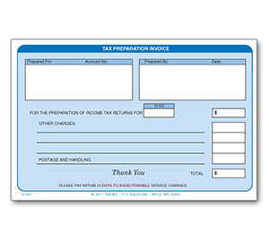 Image for item #19-000: Tax Preparation Invoice Pad - Item: #19-000