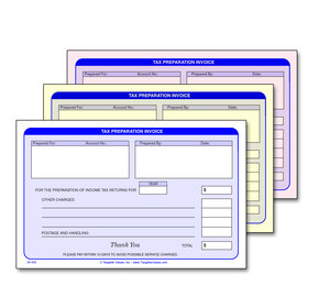 Image for item #20-000: 3-Part Tax Preparation Invoice