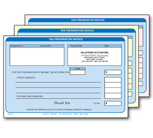 Image for item #20-001: 3-Part Tax Preparation Invoice imprinted