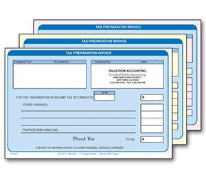 Image for item #20-001: 3-Part Tax Preparation Invoice imprinted - Item: #20-001