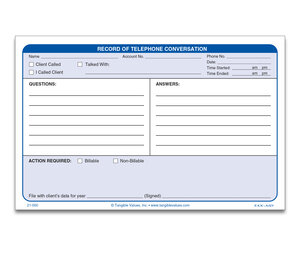 Image for item #21-000: Telephone Conversation Pad (5 1/2 x 8 1/2) - Item: #21-000