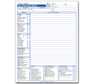 Image for item #22-000: Tax Interview Sheet Pad