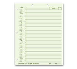 Image for item #24-110GC: Letter Size Green 2024 Calendar Writing Pad - Item: #24-110GC