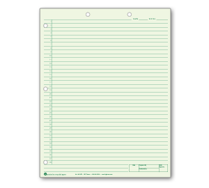 Image for item #24-110LHG: Letter Size Green Writing Pad (Bottom Heading) - Item: #24-110LHG