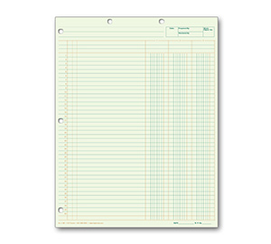 Wilson Jones® Columnar Loose Sheets SHEET,24COL,9.25X11.88,GN Pack of3 