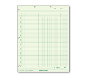 Image for item #24-114LH: Letter Size 4-Column Workpaper - Green (Bottom Heading)