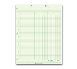 Image for item #24-114LH: Letter Size 4-Column Workpaper - Green (Bottom Heading)