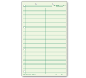 Image for item #24-140GH: Legal Size Green Divided Writing Pad - Item: #24-140GH