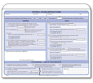 Image for item #30-100: 9 x 12 Env. Qrtly Payroll Filing Inst. - Item: #30-100