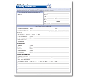 Image for item #34-100: Missing Information PAD - Item: #34-100