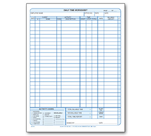 Image for item #39-000: Daily Time & Work Record Pad - Item: #39-000
