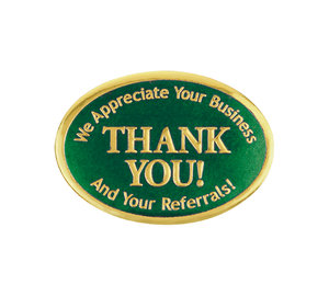 Image for item #40-210gg: Thank You Embossed Foil Seals (Green/Gold)