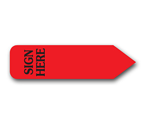Image for item #51-200: Red Vertical Sign Here - 120 Disp. - Item: #51-200