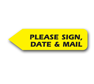 Image for item #51-500: Yellow Pls Sign, Date & Mail- 120 Disp