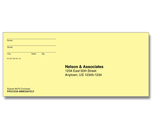 Image for item #60-321: E-File Sign. Reply Env Imprinted: YELLOW  8879