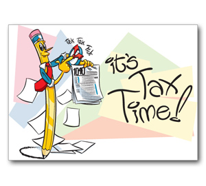 Image for item #70-201: Pencilman Tax Time Postcard (25/Pack)