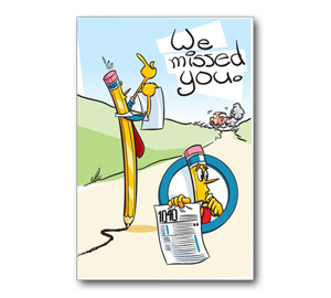Image for item #70-211: Pencilman Missed You Postcard (25/Pack)