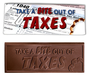 Image for item #70-475: Take a Bite out of Taxes Milk Chocolate Bars - Item: #70-475