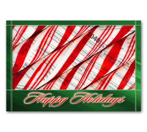 Image for item #70-5718: 1040 Candy Cane Holiday Greeting Postcard (25/Pack)