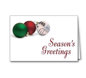 Image for item #70-6141: 1040 Ornament Seasons Greeting Card - (25/Pack)