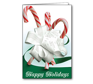 Image for item #70-6151: Ribbon Candy Cane Greeting Card - (25/Pack)