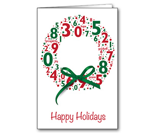 Image for item #70-6291: Numeric Wreath Greeting Card - (25/Pack)