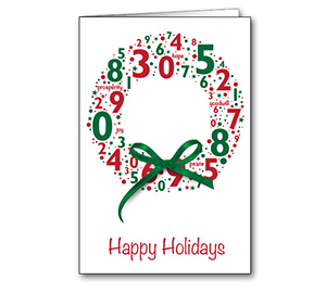 Image for item #70-6291: Numeric Wreath Greeting Card - (25/Pack) - Item: #70-6291