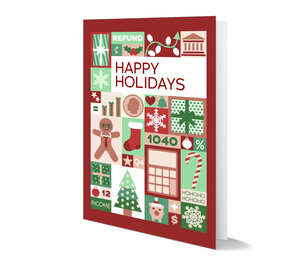 Image for item #70-6321: Red/Green Holiday Quilt Greeting Card - (25/Pack)