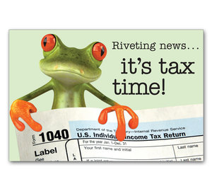 Image for item #70-715: Frog: It's tax time! Postcard (25/pack)