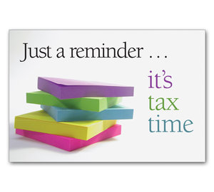 Image for item #70-733: Sticky Notes Tax Time Postcard (25/Pack) - Item: #70-733