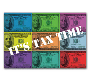 Image for item #70-735: Money: It's Tax Time postcard (25/pack)