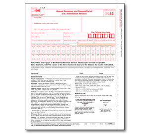 Image for item #89-5100: 1096 Annual Summary - Item: #89-5100
