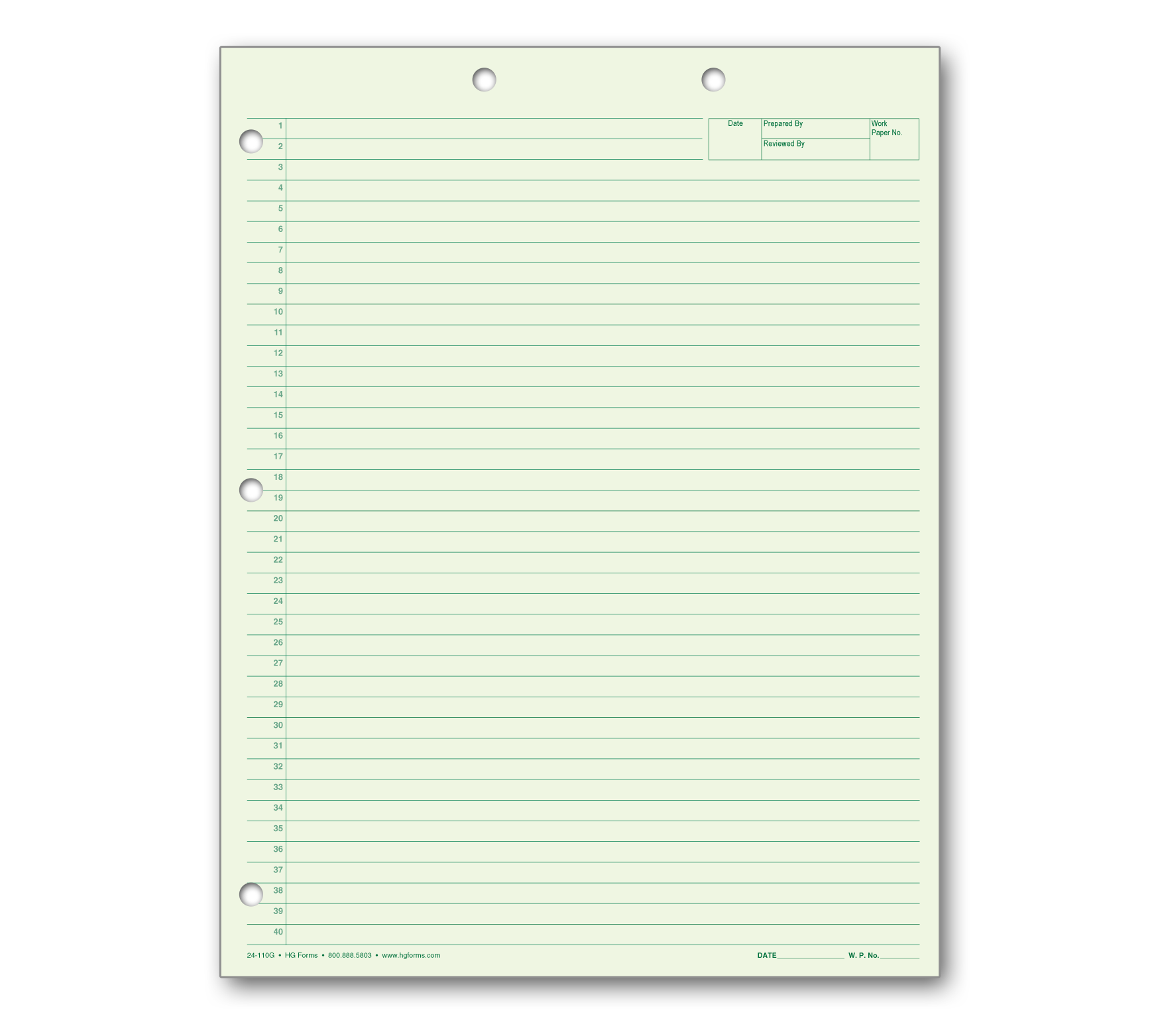 Letter Size Green Writing Pad Item 24110G
